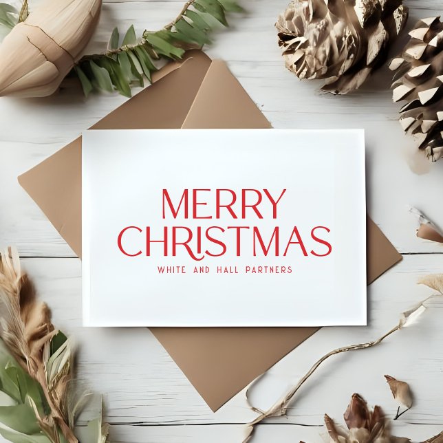 Cartão De Festividades Mínimo de Feliz Natal | Vermelho e Branco (Criador carregado)