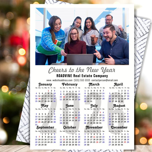 Cartão De Festividades Mínimo de Foto de Negócios Moderna do Calendário 2 (Criador carregado)