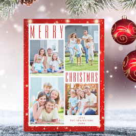 Cartão De Festividades Mínimo de NATAL DE MERCADORIAS Foto Colagem Vermel