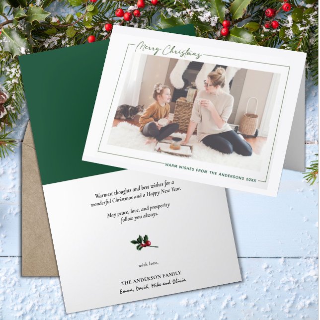 Cartão De Festividades Mínimo de Natal Feliz | Foto de Script Elegante (Criador carregado)