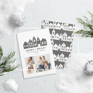 Cartão De Festividades Mínimo de Natal moderno Casas Nórdicas 3 fotos