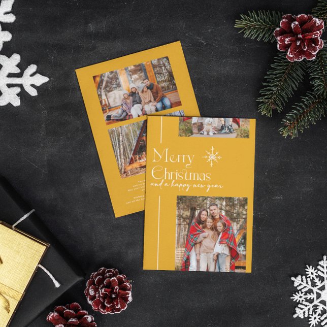 Cartão De Festividades Mínimo de Scrapbook | Feriado de Natal 3 Foto (Criador carregado)