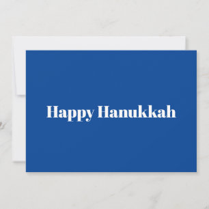 Cartão De Festividades Mínimo de tipografia branca azul de Hanukkah feliz
