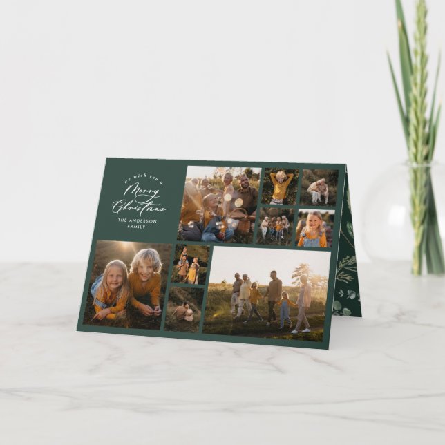 Cartão De Festividades Mínimo de verde moderno 11 família fotobotânica (Frente)