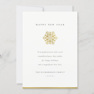 Cartão De Festividades Mínimo Elegante, Faux, Feliz ano novo Dourado com