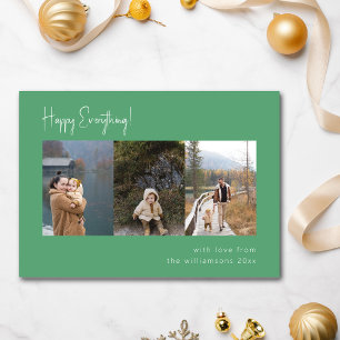 Cartão De Festividades Mínimo Escrito à Mão Verde Multi Foto Quatro