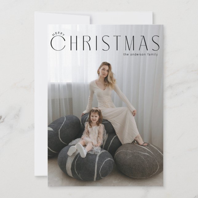 Cartão De Festividades Mínimo Feliz Natal Em Retrato (Frente)