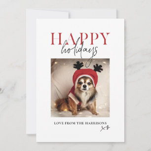 Cartão De Festividades Mínimo Foto do Seu Cachorro Mensagem de Natal