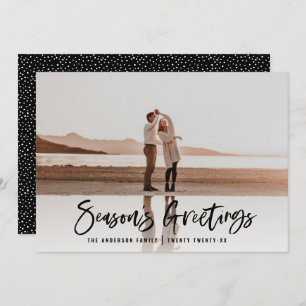 Cartão De Festividades Mínimo moderno 1 foto preto e branco Natal