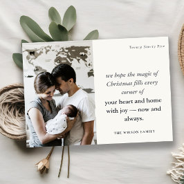 Cartão De Festividades Mínimo Negrito 1 Foto Natal Preto e Branco