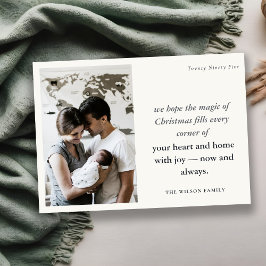 Cartão De Festividades Mínimo Negrito 1 Foto Natal Preto e Branco