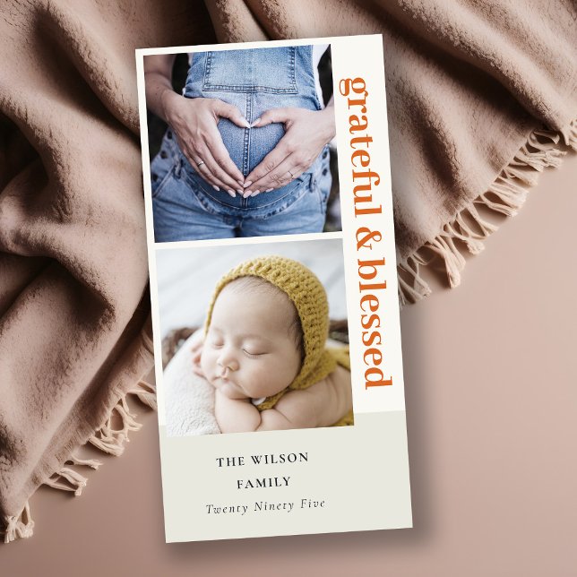 Cartão De Festividades Mínimo Negrito 2 Fotografias Vermelha Grateful e B (Criador carregado)