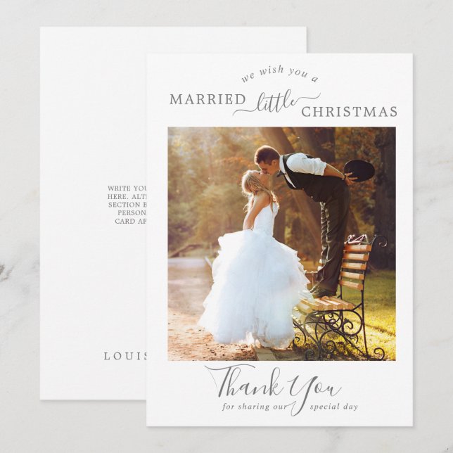 Cartão De Festividades Mínimo Prata Casada Pequeno Natal Obrigado (Frente/Verso)