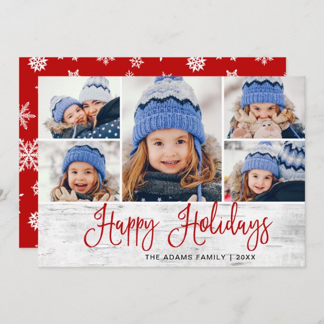 Cartão De Festividades Mínimo Rustic Felry Natal 5 FOTOS (Frente/Verso)