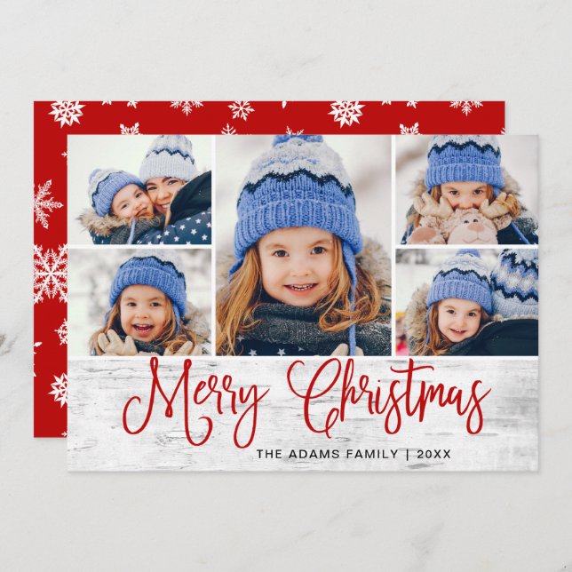 Cartão De Festividades Mínimo Rustic Felry Natal 5 FOTOS (Frente/Verso)