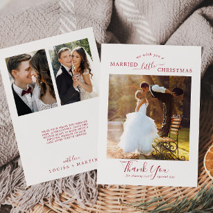 Cartão De Festividades Mínimo Vermelho Casado Pequeno Natal 3 Obrigados