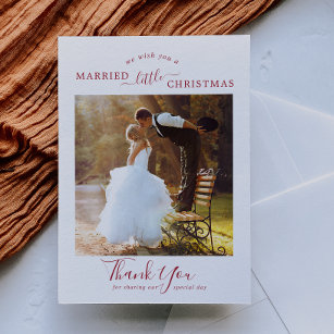 Cartão De Festividades Mínimo Vermelho Casado Pequeno Natal Obrigado