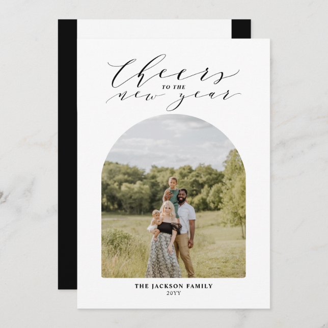 Cartão De Festividades Mínimos Parabéns ao Ano Novo Foto (Frente/Verso)