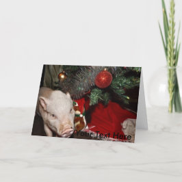 Cartão De Festividades Miniplaca de porco pintada personalizada de Natal