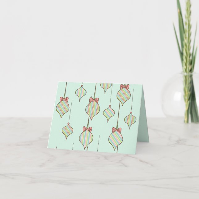Cartão De Festividades Mint Green Ornaments Holiday Card (Frente)