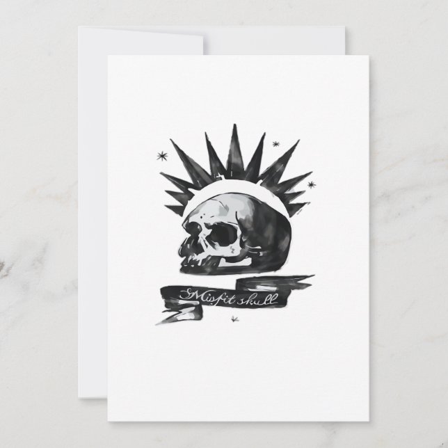 Cartão De Festividades Misfit Skull Creative Character AFlat Holiday Card (Frente)