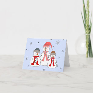 Cartão De Festividades Misses Snowman Snowmen Children Snow Whimsical Art