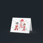 Cartão De Festividades Misses Snowman, Snowmen Children Whimsical Art<br><div class="desc">A happy Misses Snowman or Snow Woman stands in the snow with her two children snowmen smiling and waving to people passing by. This card design would be great for pretty much any occasion that you want to send a smile someone's way. Add text and make it for a special...</div>