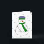 Cartão De Festividades Mister Snowman Neva Arte Primitiva Whimsical<br><div class="desc">Um feliz Senhor Snowman fica na neve e sorri para as pessoas que passam. Este design de cartão seria excelente para bonito em qualquer ocasião que você queira enviar um sorriso para alguém. Adicione texto e faça-o para uma ocasião especial como Natal ou Aniversário.</div>