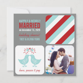 Cartão De Festividades Mistletes beijando Pintinhos Sr. e Sra. Photo Wedd