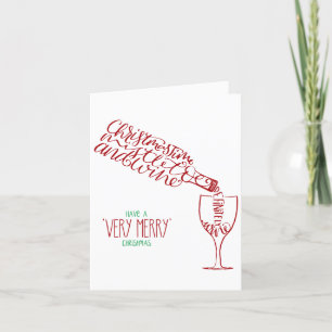 Cartão De Festividades Mistura de Natal e Vinho   Script Elegante