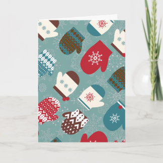Cartão De Festividades Mitenes acolhedores do Natal