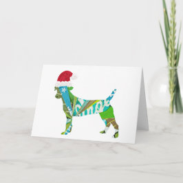 Cartão De Festividades Mixed media collage art DOG PUPPY in Santa Hat