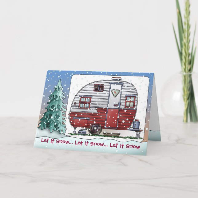 Cartão De Festividades Mobile Scout Camper Trailer Holiday Cards (Frente)