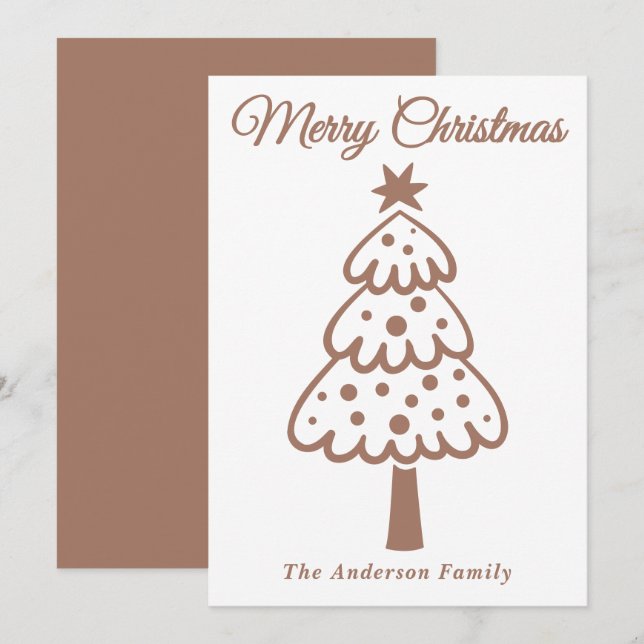 Cartão De Festividades Mocha Mousse Escreve Árvore de Natal (Frente/Verso)