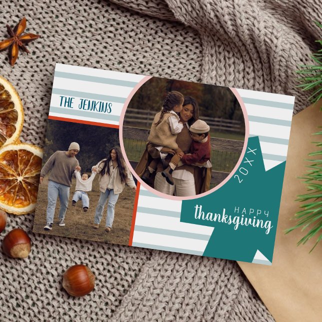 Cartão De Festividades Modern Abstract Cute Colourful Thanksgiving Photo  (Criador carregado)