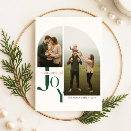 Cartão De Festividades Modern Arch Photo Family Green Script Christmas
