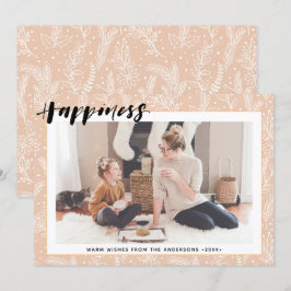 Cartão De Festividades Modern Beige Pine Bough Simples FELICIDADE