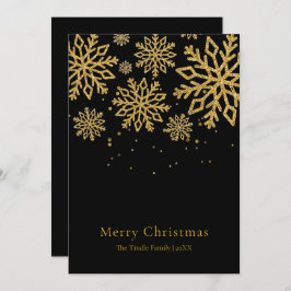 Cartão De Festividades Modern Black Gold Glitter Script Christmas   