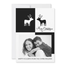 Modern black white deer Merry Christmas photo
