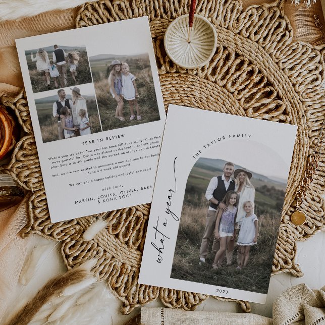 Cartão De Festividades Modern Boho Arch Que Ano Fotográfico de Um Ano em  (Criador carregado)