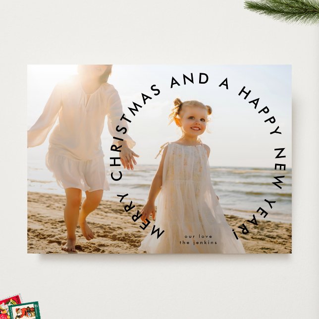 Cartão De Festividades MODERN & BOLD Feliz Foto do Feliz ano novo de Nata (Criador carregado)