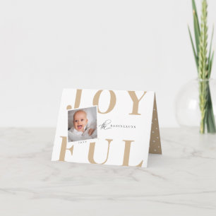 Cartão De Festividades Modern Bold Type Photo Christmas Card Beige