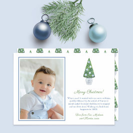 Cartão De Festividades Modern Boxwood Topiary Ginger Jars Feliz Natal