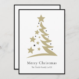 Cartão De Festividades Modern Chic Black White Gold Script Tree