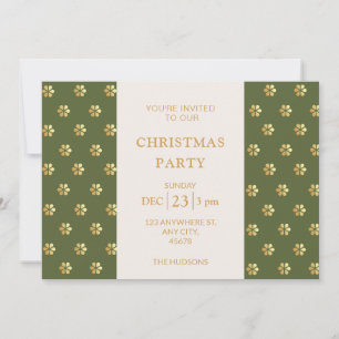 Cartão De Festividades Modern Chic Green + Dourada Festa de Natal Daisy