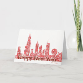 Cartão De Festividades Modern Chicago Skyline  Happy New Year card