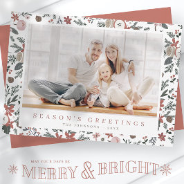 Cartão De Festividades Modern Christmas Floral Foliage Botanical Pattern