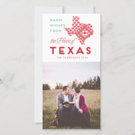 Cartão De Festividades Modern Christmas Heart of Texas Photo Greeting
