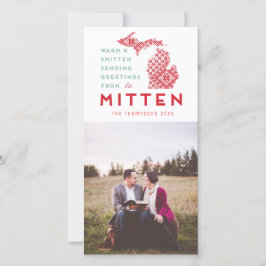 Cartão De Festividades Modern Christmas Michigan Mitten Photo Greeting