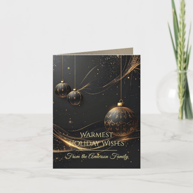 Cartão De Festividades Modern Christmas & New Year Card Elegant (Frente)